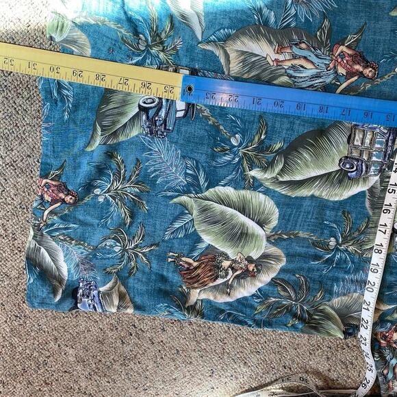 Campia Men M Hawaiian Button Up Short Sleeves Shirt Retro Car Houla Girl Beach - Picture 2 of 7